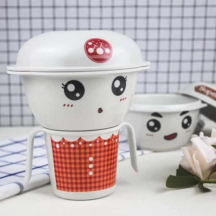 Cartoon Shape Lunch Box For Kids Bamboo Dinnerware Set
