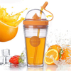 AS Material Double Wall Plastic Drinking Cup, Plastic Juice Cup With Straw