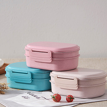 Double Wall Wheat Straw Lunch Box Food Container Thermo Metal Lunch Box