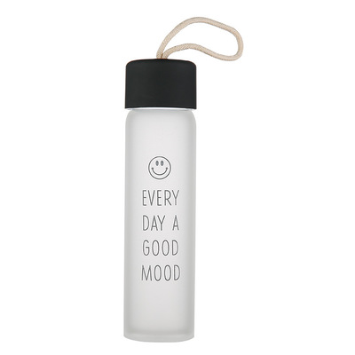  360ML Custom Logo Glass Water Bottle, Frosted Glass Bottle For Outdoor