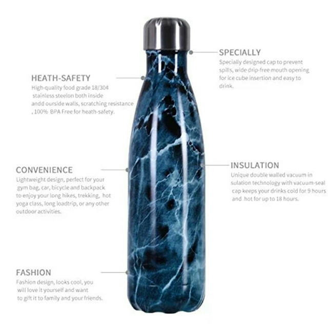 Color Box Printing 17OZ Double Waa Stainless Steel Water Bottle, Vacuum Bottle Thermos