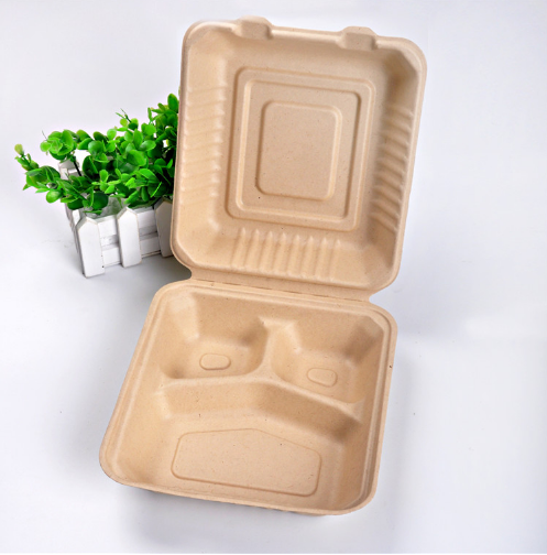 Restaurant Pulp Paper Packing Box With 3 Components