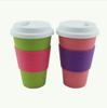 Eco- Friendly Bamboo Fiber Coffee Cup Water Bottles With Silicone Sleeves