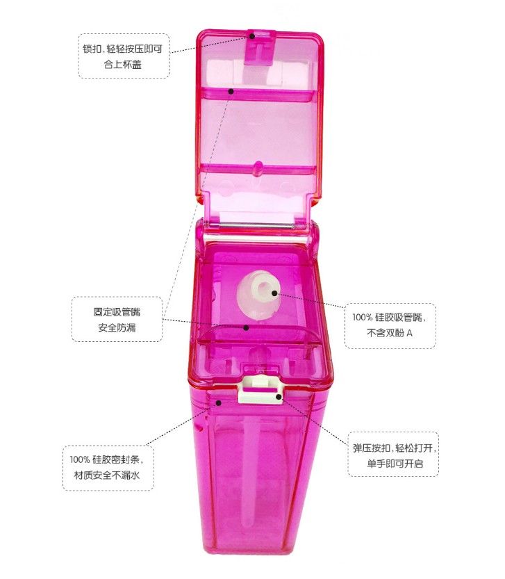 Colorful School Kids Fruit Juices Bottle with Straw