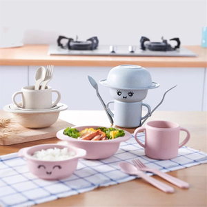 Cartoon Cute Wheat Straw Dinnerware Set Kids 