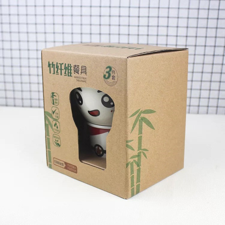 Cartoon Shape Lunch Box For Kids Bamboo Dinnerware Set
