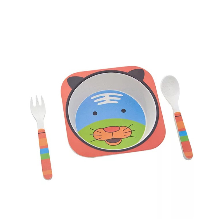 Cartoon Kids Convenient Lunch Box Bamboo Dinnerware Sets