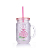 Double Wall Freezer Mason Jar, Freezable Gel Shot Glasses, Ice Cup with Straw