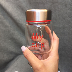 Free Sample High Borosilicate Glass Water Bottle, 150ML My Cup Glass Water Bottle