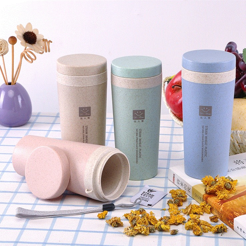 New 300ml Plastic Wheat Straw Whey Protein Dispenser Degradable Shaker My Sport Water Bottle
