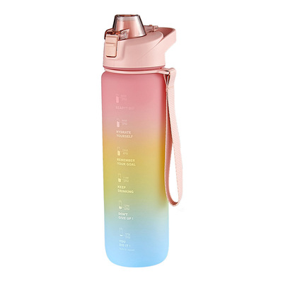 THVALUE 1.0L Customized Logo Portable Sport Water Bottle, 32 Oz Motivational Water Bottle with Time Marker for Outdoor Sport Hiking Gym Fitness 