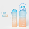 THVALUE 2 bottles in 1 set 2.0 Large Water Bottle Set with Time Marker 64 Oz Motivational Half Gallon Water Bottle with Straw (2 in 1 set)