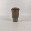 THVALUE Wholesale 450ml Coffee Grounds Melamine Mug Cup Eco-Friendly Bamboo Travel Mug Coffee Mugs With Silicone Lid 