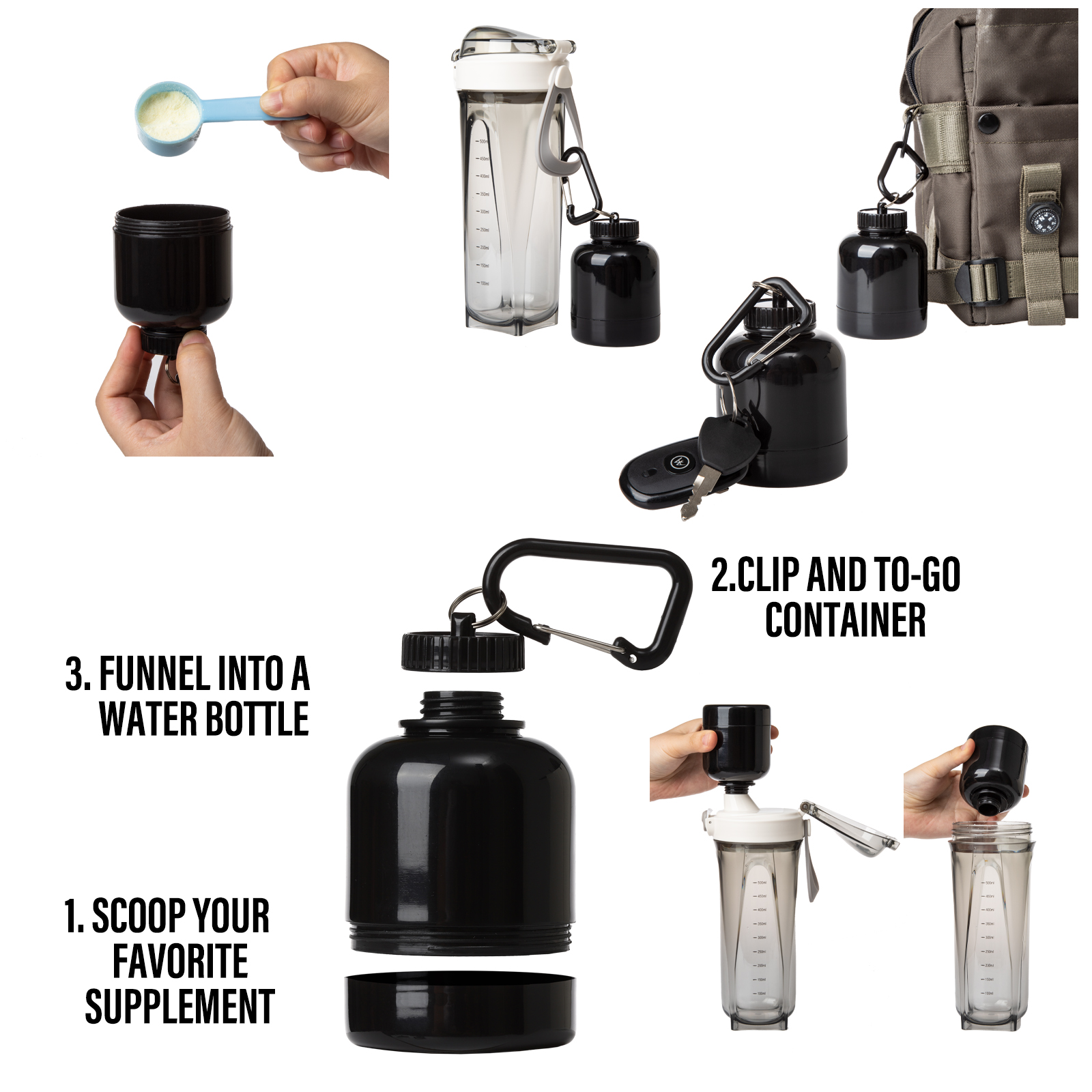 THVALUE 18oz/550ml Protein Shaker Bottles for Protein Mixes, Shaker Cups for Protein Shakes with Protein Powder Storage To-go Container 