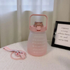 THVALUE1300ml Cute Double Drink Pudding Cup Kettle Student Sports Carrying Girl Straw Water Bottle For Outdoor camping Yoga workout 