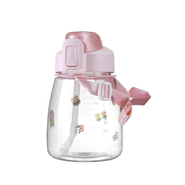 THVALUE 45oz Outdoor Portable Water Cup Cute Big Pudding Plastic Cup Straw Cup With Cute Sticker And Stap 