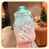 THVALUE 1.5L New Kawaii Portable Thermostable Square Plastic Kettle Cup Portable Frosted Plastic High Water Bottle with Rope