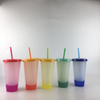 THVALUE Cups with Lids and Straws for Adults - 5 Color Changing Reusable Cute Cups in Bright Colors, 24oz Plastic Tumblers with Lids and Straws as Party Cups & Iced Coffee, Reusable Cups with Lids and