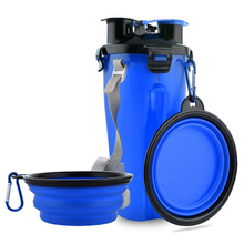 THVALUE Dog Travel Water Bottle Bowl Collapsible Dog Bowls, 2 in 1 Pet Food Container, Portable Dog Bowls Water Bottle for Walking Hiking Travelling