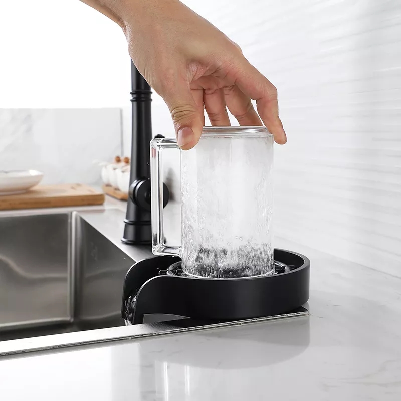 THVALUE Automatic Cup Washer Glass Rinser Cleaning Tool for Kitchen Sinks Bar Coffee Shop Washer Cleaner Glass Rinser Bar Glass Rinser