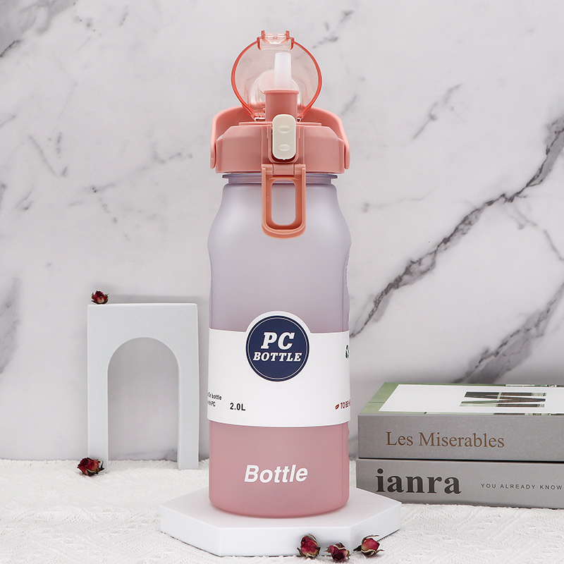 Large water bottle with straw 