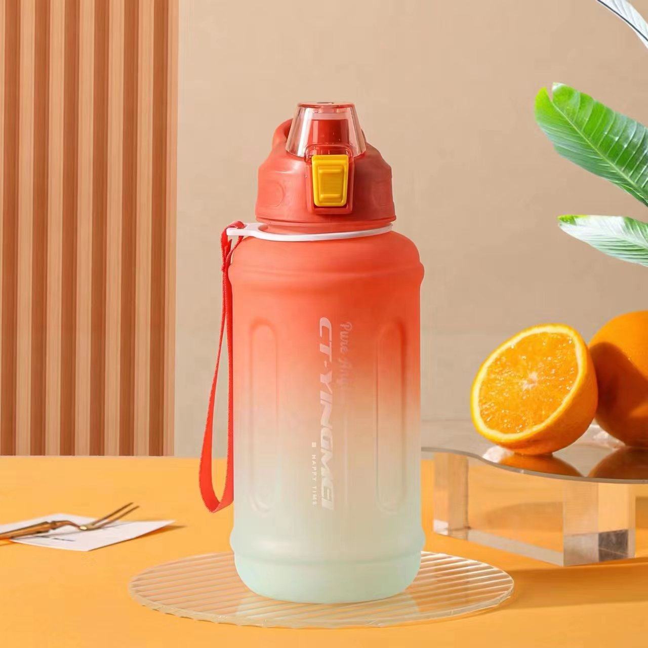 THVALUE 64 Oz Motivational Water Bottle with Straw And Strap Plastic Water Bottle for Gym 1300ml 
