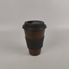 THVALUE Wholesale 450ml Coffee Grounds Melamine Mug Cup Eco-Friendly Bamboo Travel Mug Coffee Mugs With Silicone Lid 