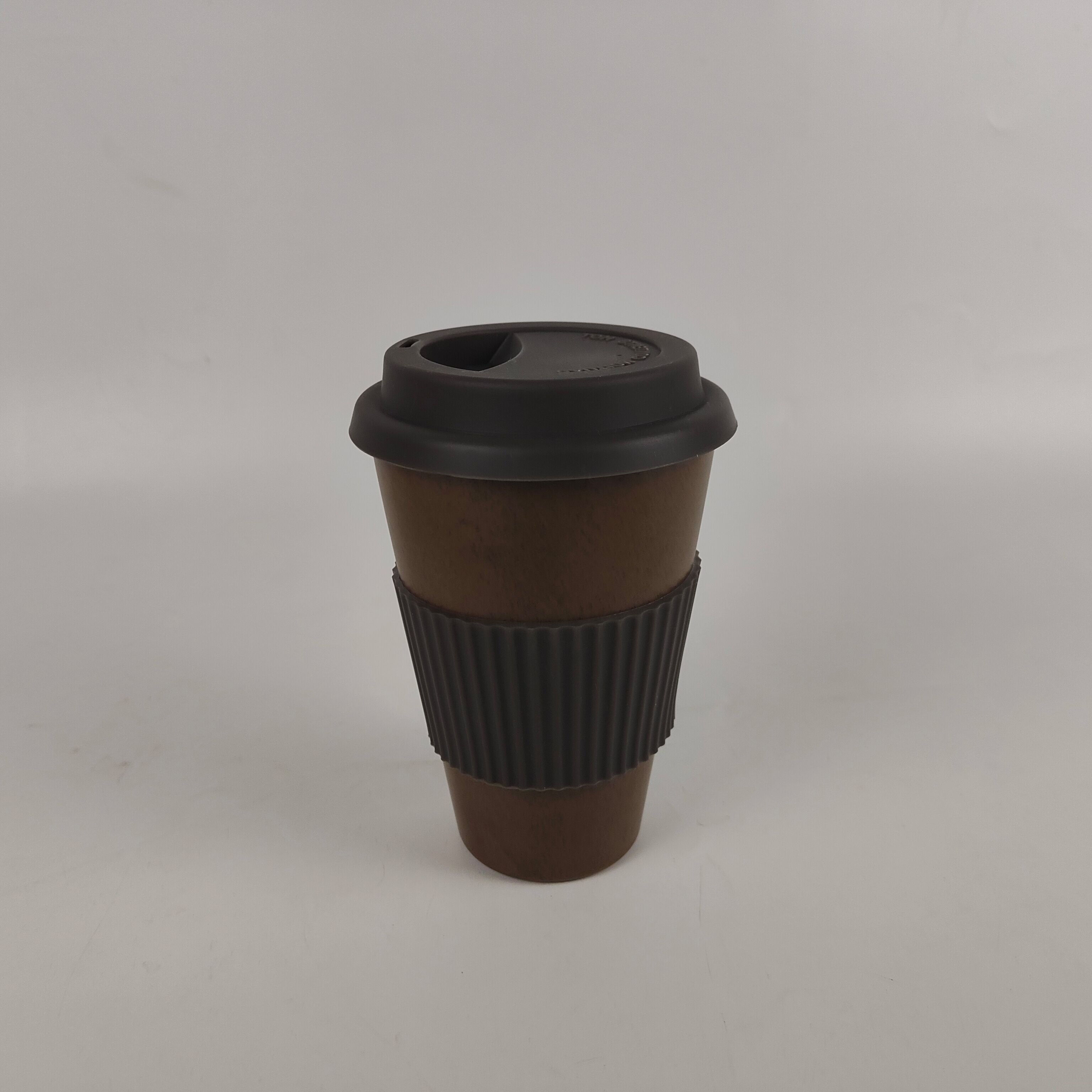 THVALUE Wholesale 450ml Coffee Grounds Melamine Mug Cup Eco-Friendly Bamboo Travel Mug Coffee Mugs With Silicone Lid 