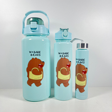 THVALUE 3 In1 Motinvational Water Bottle Set with Straw 2000/750/280ml Water Jug Set Bottle with Time Marker