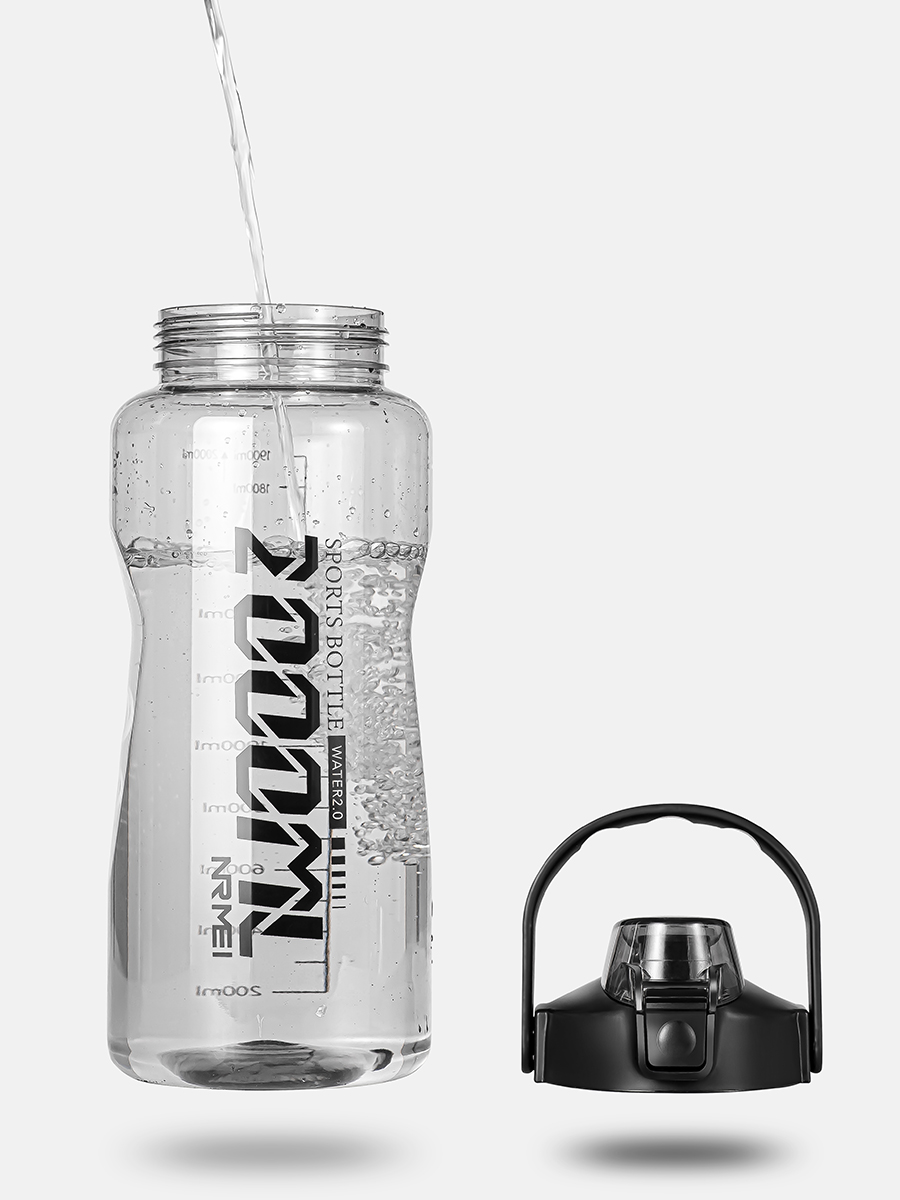 THVALUE Half Gallon Water Bottle With Straw Reusable Daily Water Intake Bottle 2Litre Sports Water Bottle Time marked Gym Jug Custom Fitness Bottles Gallon Jugs