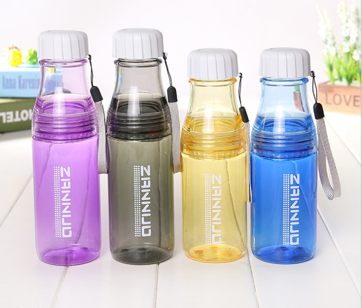 THVALUE 2 parts Detachable Japanese Cherry Sunny Tritan Plastic Portable Milk Sports Coke cola Soda Water Bottle Kids 