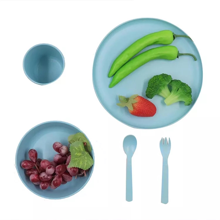THVALUE Custom Eco-friendly PLA Bamboo Fibre Party Tableware Set Dinner Set Dinnerware Set with Salad Bowl