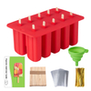 THVALUE Easy Release Popsicle Molds Ice Pop Molds Silicone Bpa Free with Box 50 Popsicle Sticks & 50 Popsicle Bags and 1PC Funnel 10 Cavities