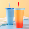 THVALUE Cups with Lids and Straws for Adults - 5 Color Changing Reusable Cute Cups in Bright Colors, 24oz Plastic Tumblers with Lids and Straws as Party Cups & Iced Coffee, Reusable Cups with Lids and