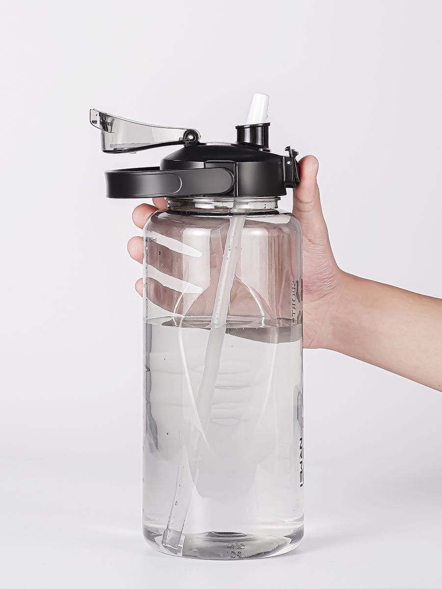 THVALUE Half Gallon Water Bottle With Straw Reusable Daily Water Intake Bottle 2Litre Sports Water Bottle Time marked Gym Jug Custom Fitness Bottles Gallon Jugs