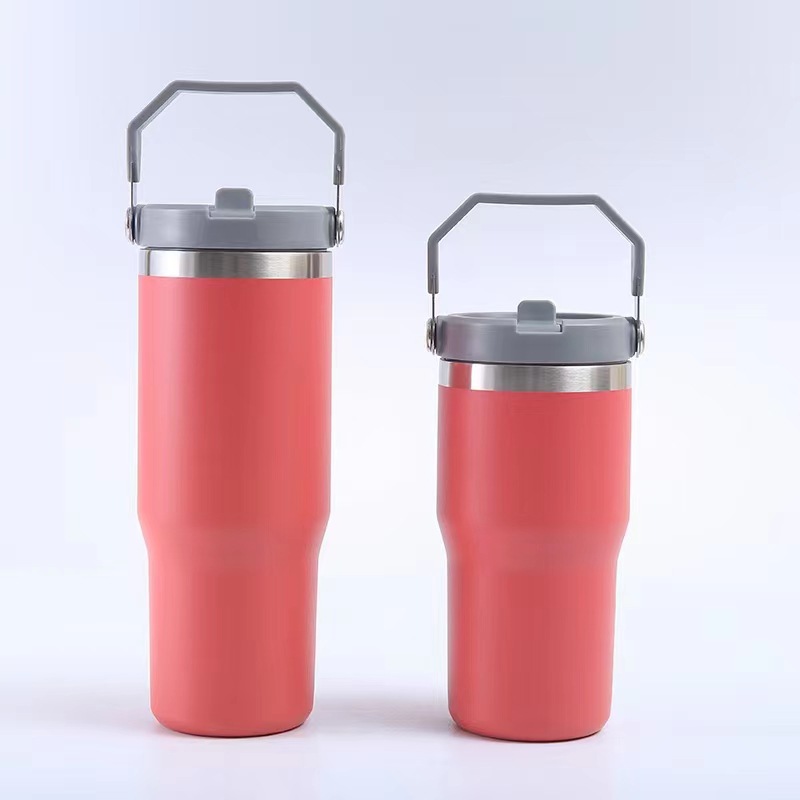 THVALUE 32 Oz/20 Oz wholesale Stainless Steel Car Tumbler for Cup Holder Double Wall Insulated Vacuum Coffee Mugs with straw and handle 