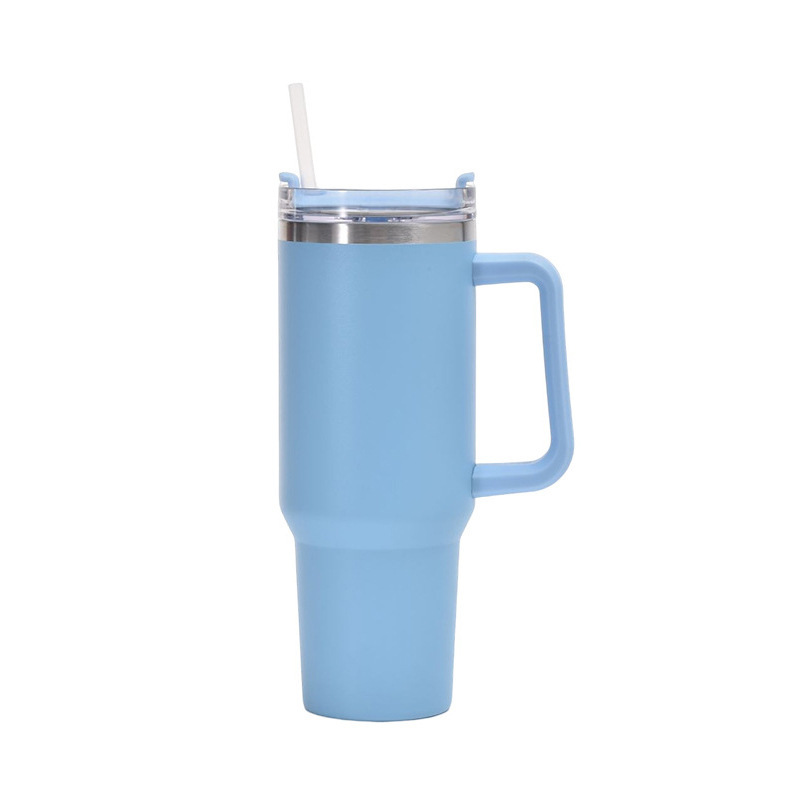 THVALUE 40 OZ Insulated tumbler with straw, Double Vacuum Stainless Steel Water Bottle for Home, Office or Car - Iced Coffee Cup Reusable,Thermos Travel Coffee Mug,Keep Hot/Cold for Hour