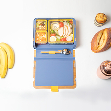 3-part Bamboo Fiber Material Lunch Box Pure Bamboo Cover Lunch Office Worker Bento Box with Tableware