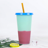 THVALUE Cups with Lids and Straws for Adults - 5 Color Changing Reusable Cute Cups in Bright Colors, 24oz Plastic Tumblers with Lids and Straws as Party Cups & Iced Coffee, Reusable Cups with Lids and