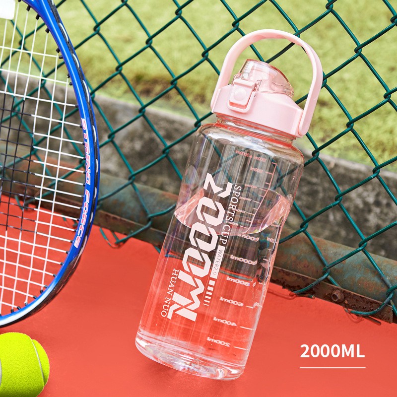 THVALUE Half Gallon Water Bottle With Straw Reusable Daily Water Intake Bottle 2Litre Sports Water Bottle Time marked Gym Jug Custom Fitness Bottles Gallon Jugs
