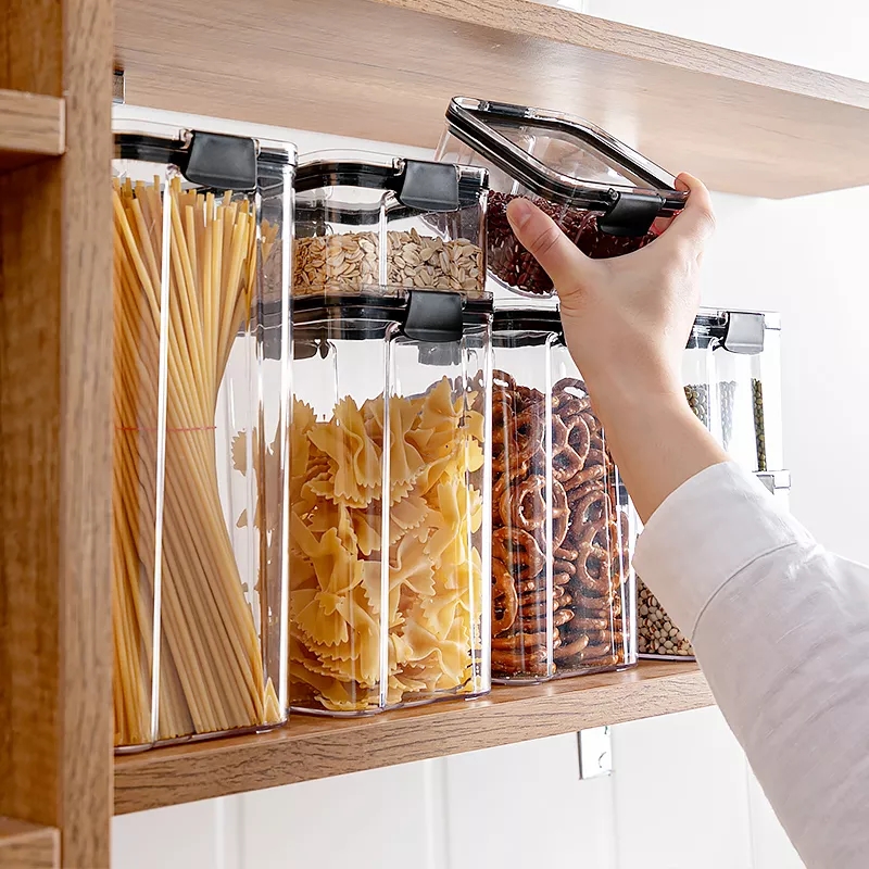 THVALUE 6PCS BPA Free Stackable food containers plastic organizer food storage boxes set bins