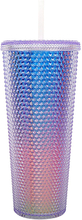 THVALUE 24oz Studded Double Wall Plastic Tumblers with Straw Color Changing Cold Water Cups with Leakproof Lids And Straw Reusable Large Coffee Tumblers