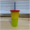 PP Temperature Sensitive Plastic Color Changing Cup Cold Water Coffee Colorful Rainbow Straw Cup