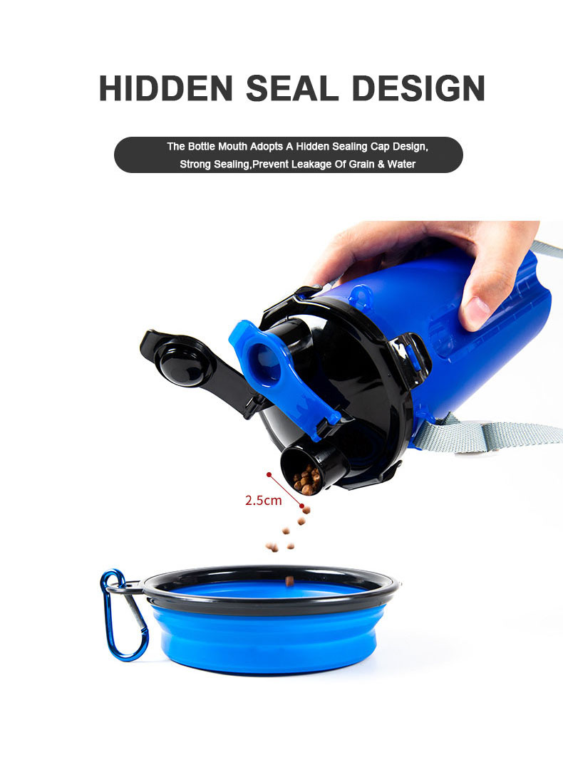 THVALUE Dog Travel Water Bottle Bowl Collapsible Dog Bowls, 2 in 1 Pet Food Container, Portable Dog Bowls Water Bottle for Walking Hiking Travelling