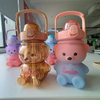 THVALUE 1100MLPortable Water Kettle with Phone Holder Cute Bear Shape Plastic Water Bottle Kawaii Cup Straw Cup With Cute Sticker And Stap 
