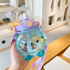 THVALUE 32 Oz Kawai Water Bottle with Straw And Strap Cute Plastic Kids Water Bottle for School 1000ml 