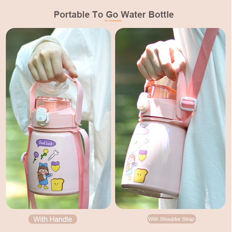 THVALUE Large Cold Insulation 1.3 Litre Double Wall Stainess Steel Vacuum Flask Portable Sports Water Bottle WIth Mobile Holder design