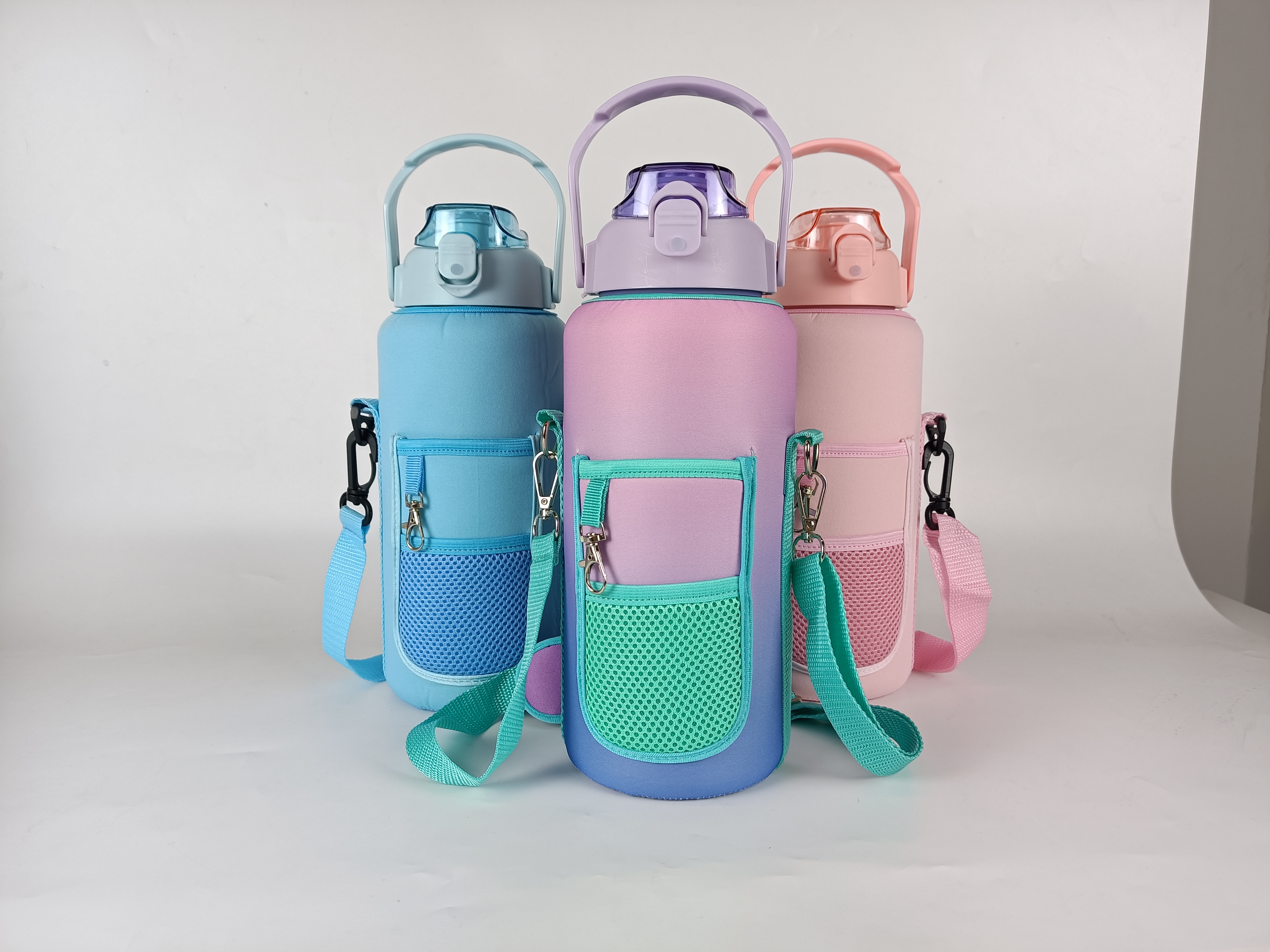 THVALUE Pink 64 Oz Water Bottle with Straw Motivational Water Bottle with Time Marker Half Gallon Water Bottles with Sleeve