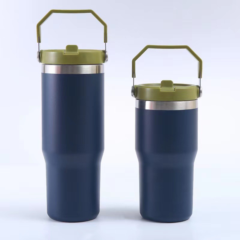 THVALUE 32 Oz/20 Oz wholesale Stainless Steel Car Tumbler for Cup Holder Double Wall Insulated Vacuum Coffee Mugs with straw and handle 