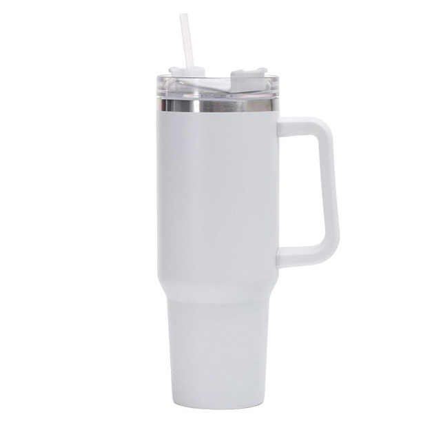 THVALUE 40 OZ Insulated tumbler with straw, Double Vacuum Stainless Steel Water Bottle for Home, Office or Car - Iced Coffee Cup Reusable,Thermos Travel Coffee Mug,Keep Hot/Cold for Hour